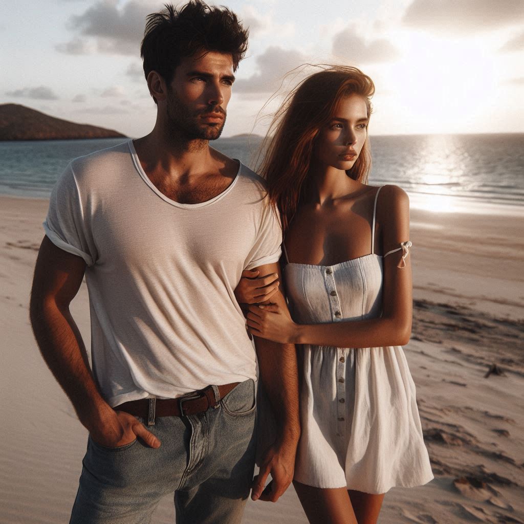 Kyle et Althéa naufragés sur une île déserte dans Jeux Divins de Pauline Libersart